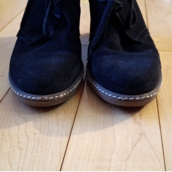 J Crew Black Suede McCallister Wedge Booties - Picture 2 of 7